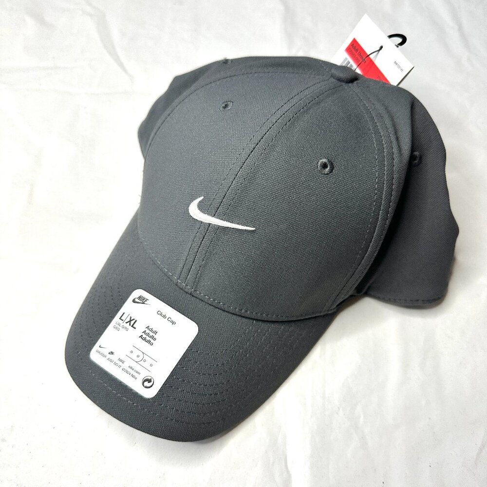 NEW Nike Men's Dri-FIT Club Swoosh Cap Athletic Sport Streetwear Hat L/XL Gray